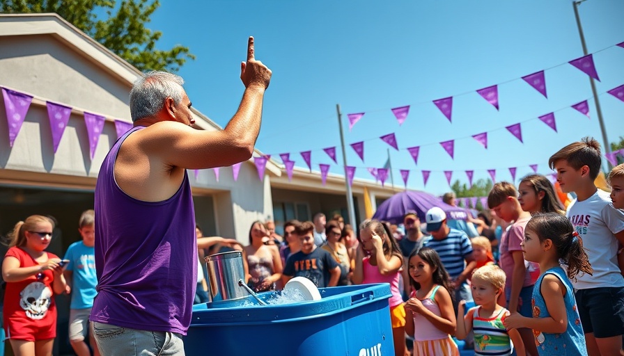 Dunk tank at cancer charity event with people enjoying the activity