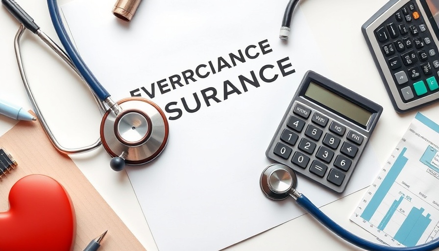 Small business health insurance tools including stethoscope and calculator.