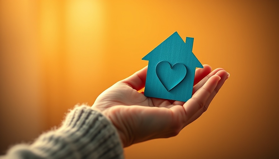 Hand holding blue house symbolizing home health care services.