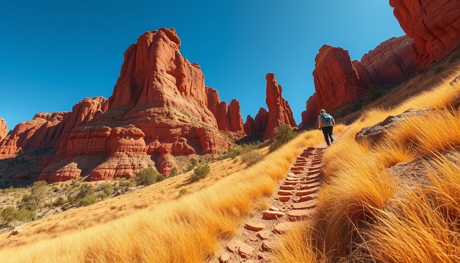 Scenic fall hiking trail near Denver with red rock formations.