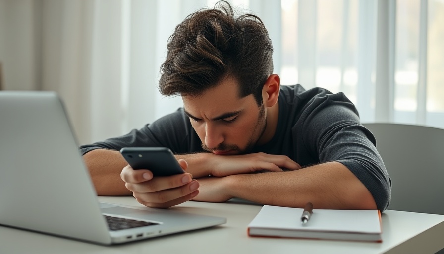 Person experiencing burnout while using laptop and phone
