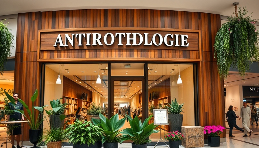 Anthropologie store exterior with wooden paneling and signage.