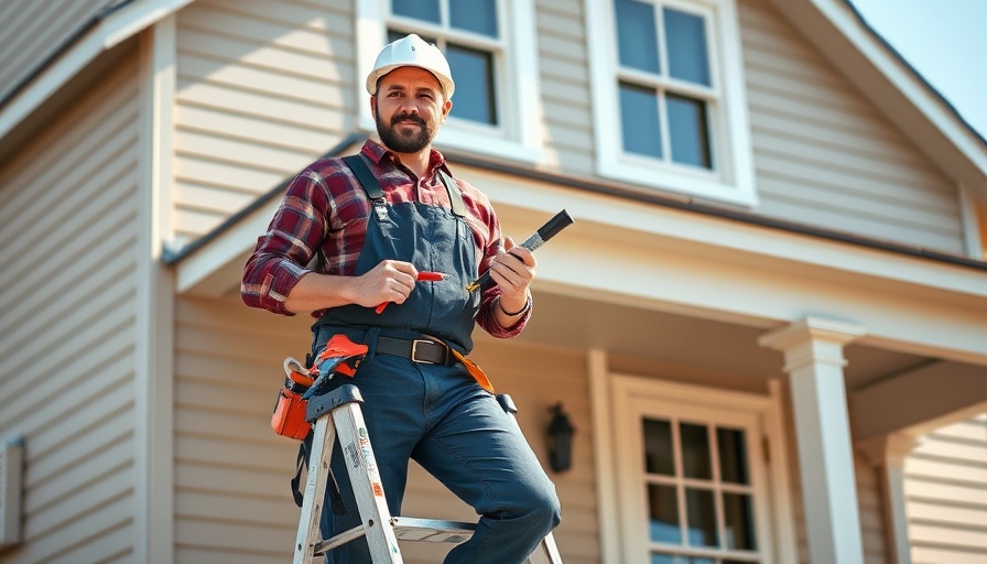 Professional painter using best painting tools on ladder.