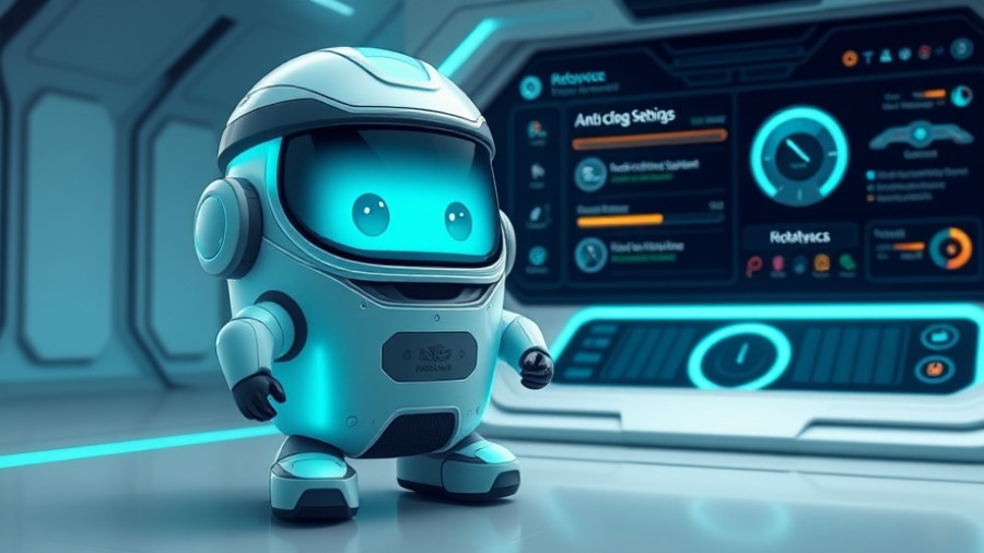 Robovac settings interface to stop clogs, futuristic design.