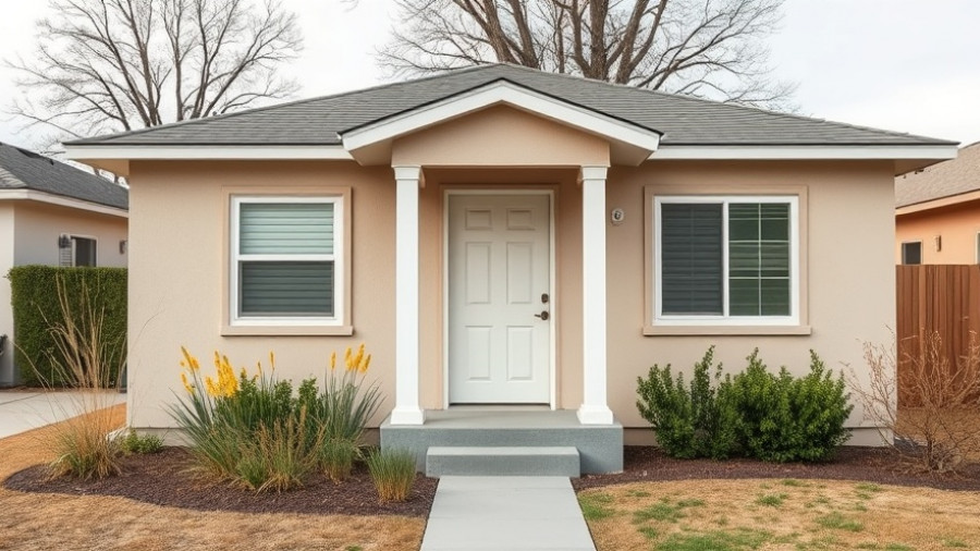 Retro Curb Appeal Makeover: Simple beige house exterior before makeover