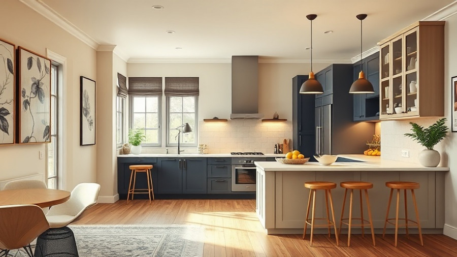 Modern kitchen with elegant decor, ideal for portable blenders.