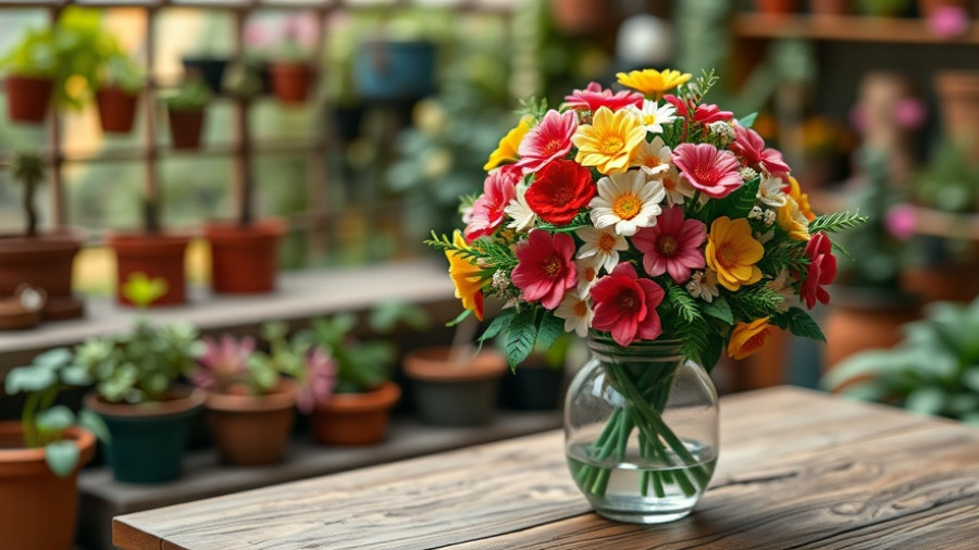 LEGO flower bouquet gifts in a rustic greenhouse setting.