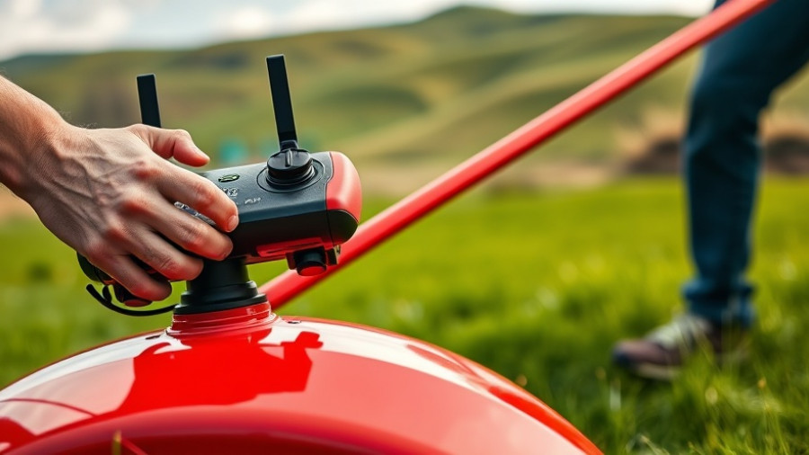 OVIS-X brush mower remote control operation in scenic field.