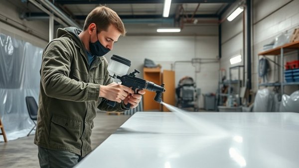 Craftsman applying Renner 648 primer in workshop.