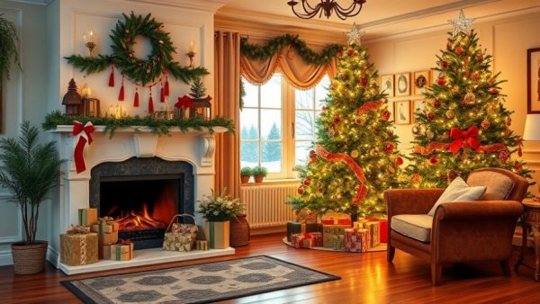 Festive living room with tassels for holiday decor