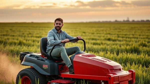 AriensCo Fleet Program: Landscaper on mower in sunny field.
