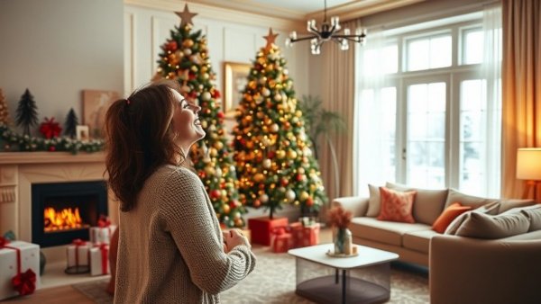 Christmas 2025 decorating trends in festive living room.