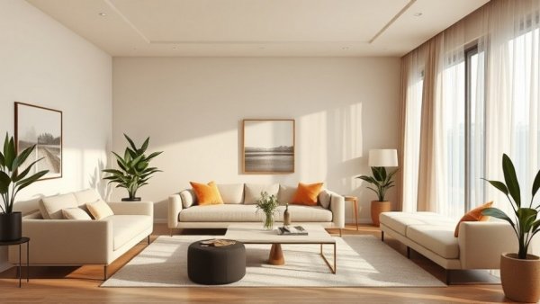Contemporary living room arrangement to make your room feel bigger.