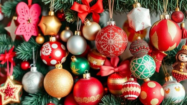 DIY holiday decorations collage with handmade ornaments, colorful and creative.