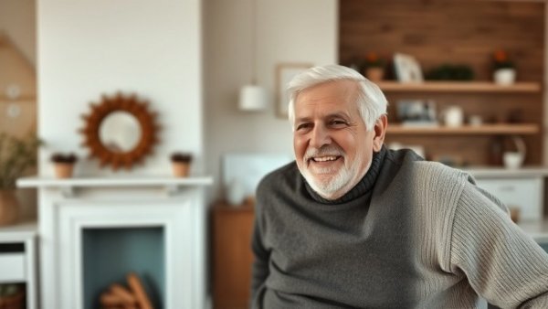 Happy family with older parents and son celebrating in cozy living room. Gift Ideas For Older Parents And Grandparents.