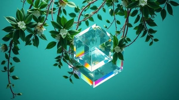 Conceptual digital art with greenery and glass cubes, GenAI Chatbots for Youth Disaster Risk Reduction theme.