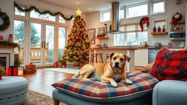 Festive living room with holiday decor and cozy ambiance, perfect for unwinding with must-watch TV shows in 2025.