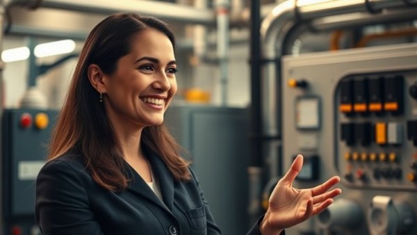 Professional woman discussing energy systems in a building