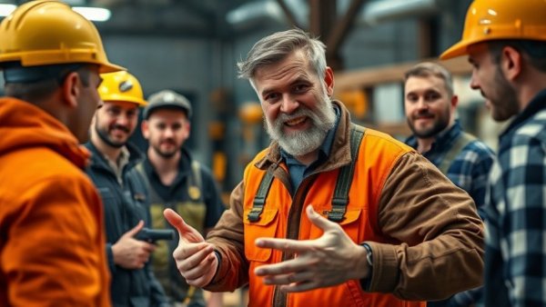 Man explaining role of chemical fixings and building foam in a workshop.