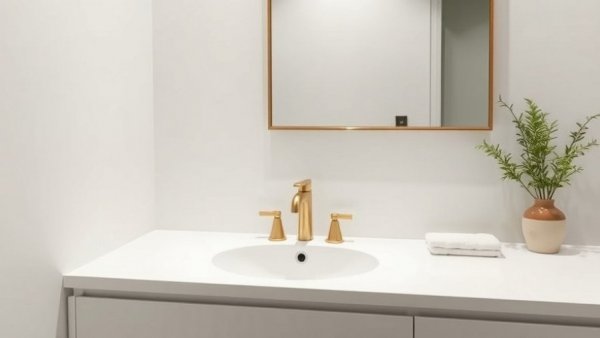 Minimalistic bathroom sink before budget renovation