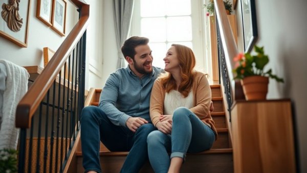 Couple enjoying a moment at home, Personal Substack Newsletter concept.