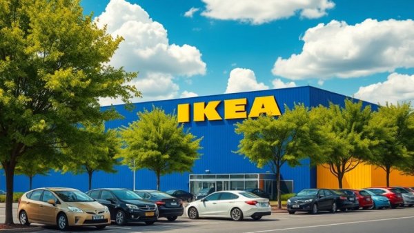 IKEA store exterior showcasing vibrant blue and yellow design on a sunny day.