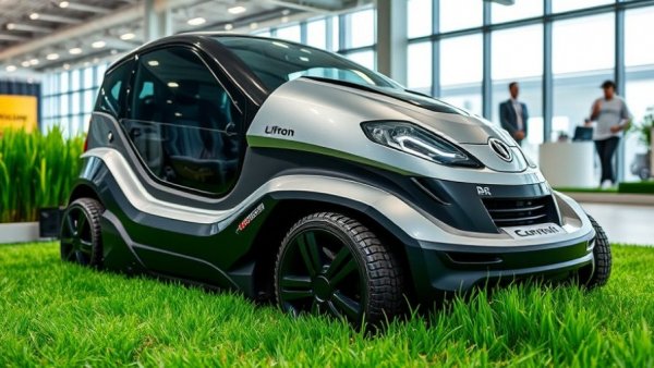 Automated yard tools: sleek robotic lawn mower in showroom display.