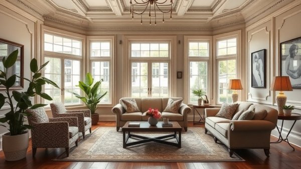 Elegant vintage-inspired living room in 100-Year-Old Montreal Apartment.