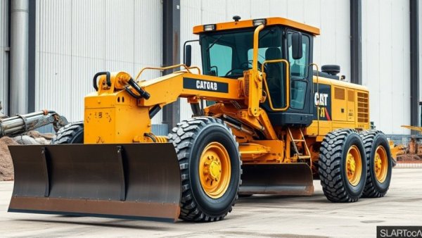 SharpGrade grader blade attachments on heavy-duty construction grader.