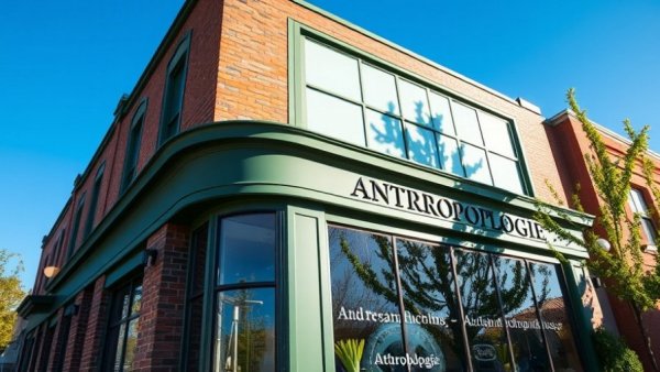 Charming Anthropologie storefront, perfect setting for winter decor upgrade.