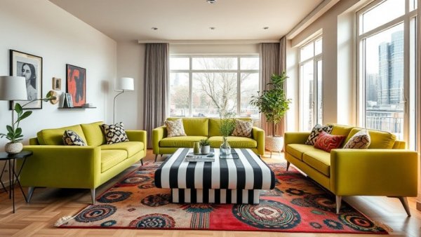 Paris Deco Off 2026 decor trends vibrant living room with colorful accents.