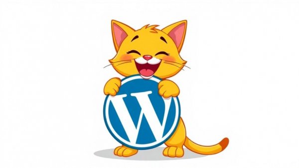 Yellow cat with WordPress logo, starting a blog for home service businesses.