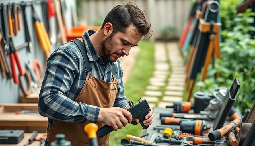 Tradesperson securing tools for protection outdoors.