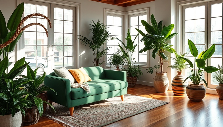 Dyson Air Purifying Fan Sale with cozy living room and lush plants.