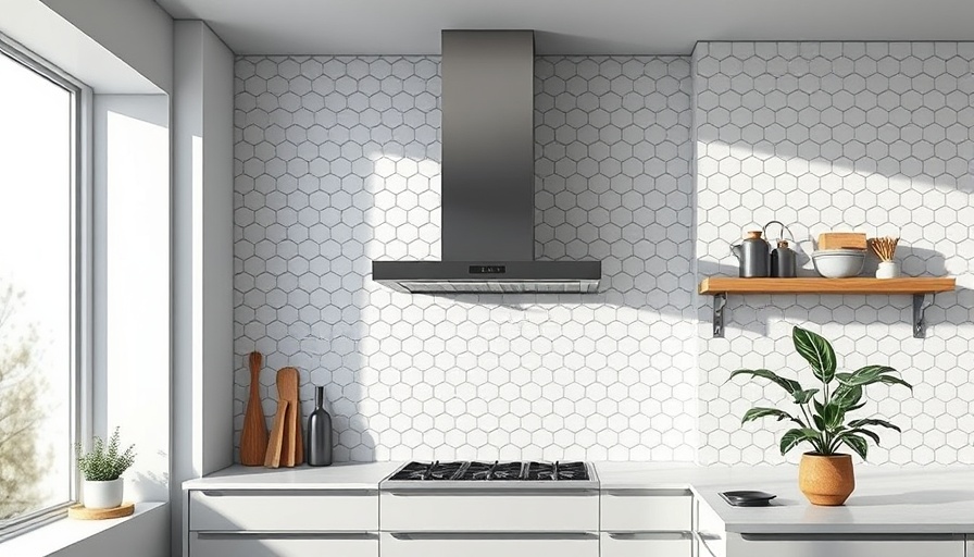Modern kitchen showcasing kitchen tile trends 2025 with hexagonal wall tiles.