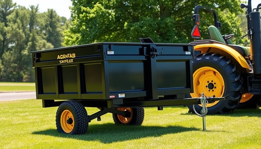 Agri-Fab swivel cart features in use on a green lawn.