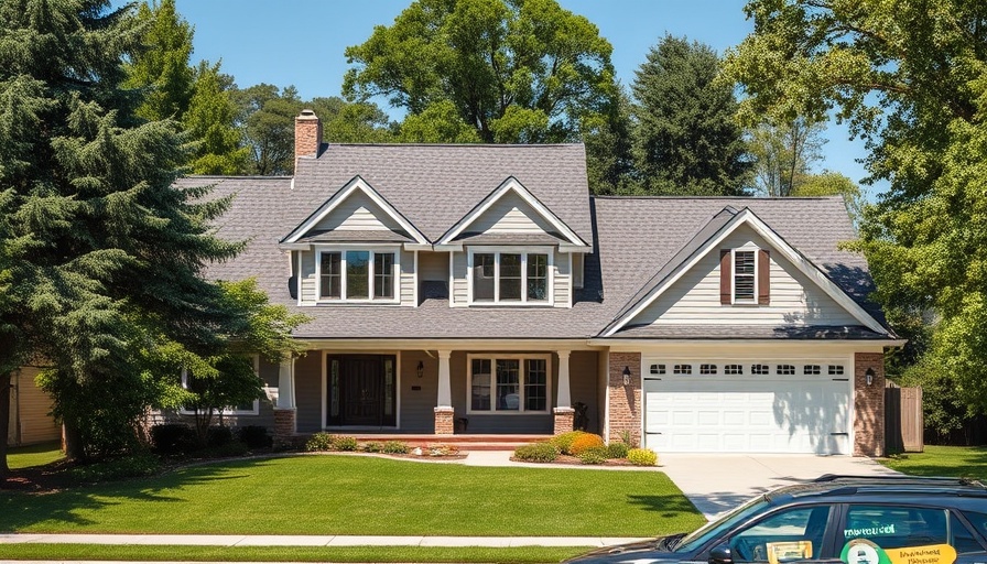 Modern suburban house with composite roofing benefits highlighted