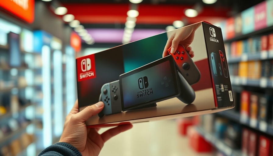 Nintendo Switch 2 box held by a hand in a store, showcasing potential display tech compatibility.