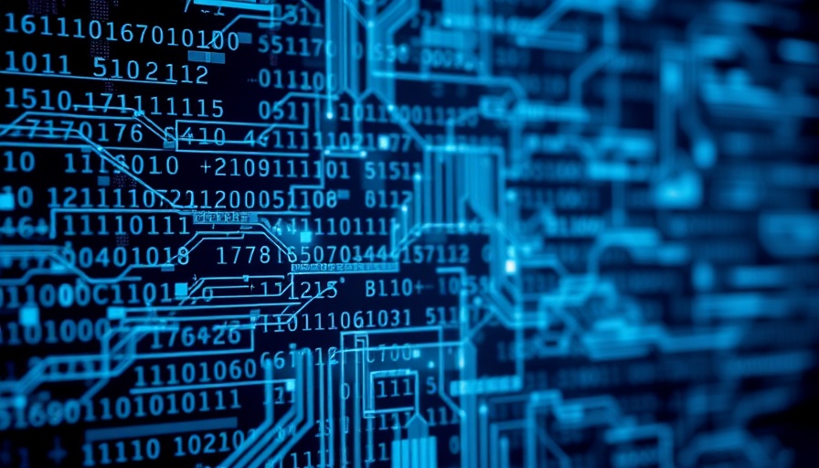 Abstract digital interface with binary code patterns.