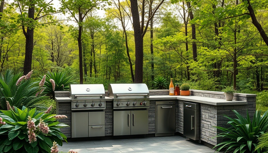 Modern outdoor kitchen with stainless steel grill to maximize your outdoor spaces this summer.