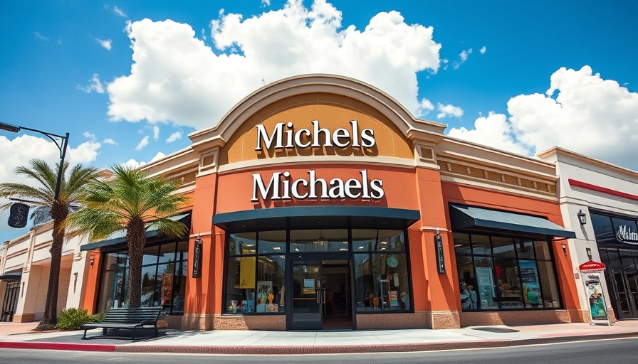 Michaels store entrance under sunny sky.