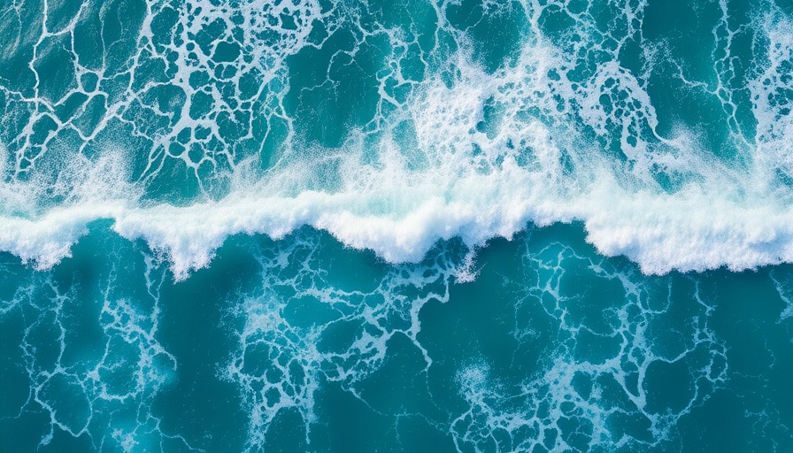 Aerial view of vibrant ocean waves, Ocean Carbon Sink Ailing.