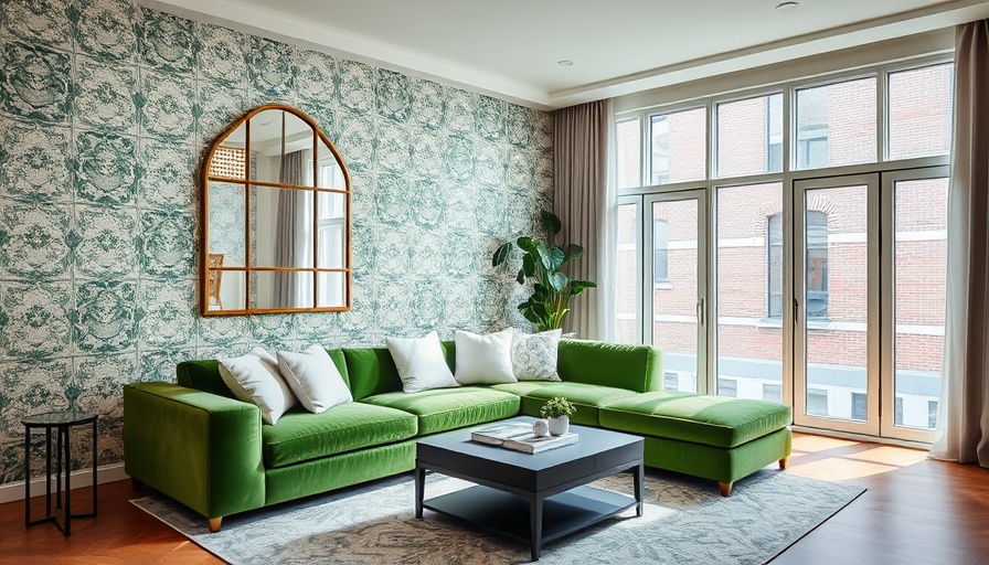 Chic living room with accent walls in Chicago rentals.