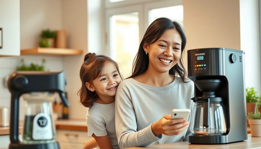 Mother and daughter in smart kitchen preparing for the day