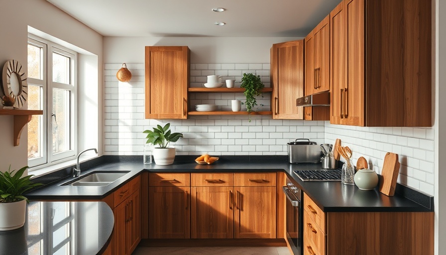 Budget-friendly kitchen makeover with wooden cabinets and modern decor.