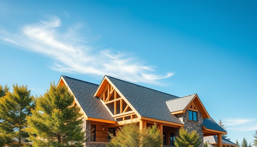 Partially built house with synthetic composite roofing under blue sky.