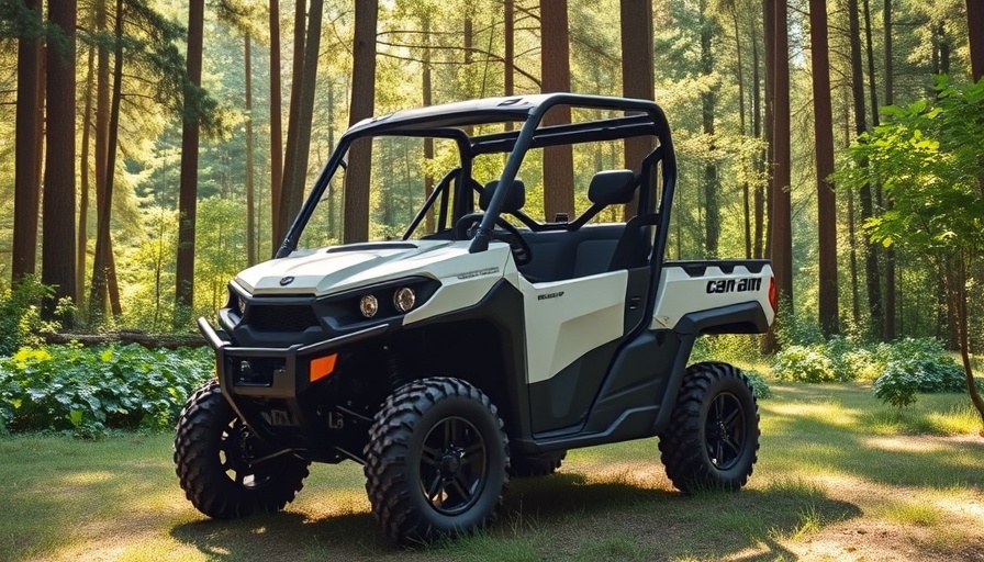2026 Can-Am Defender UTV in a forest clearing, vibrant and detailed.