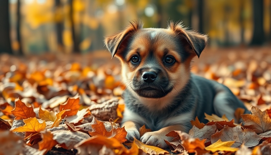 Dog in fall leaves, illustrating a fall checklist for a healthier yard.