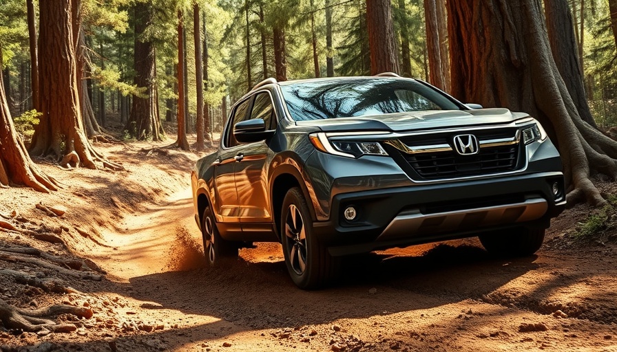 2026 Honda Ridgeline showcasing off-road capabilities in a forest.