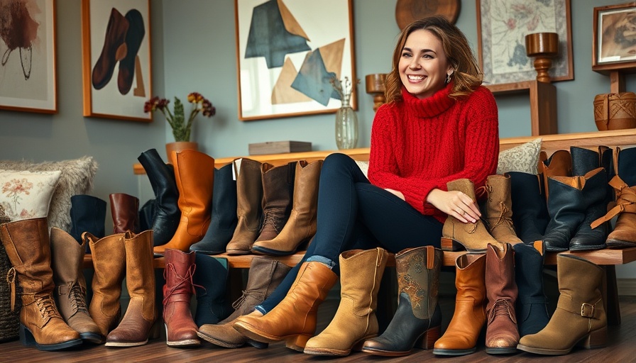 Cozy indoor setting with stylish woman and best fall boots display.